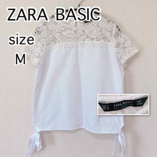 ザラ(ZARA)のZARA BASIC ザラベイシック　カットソー　半袖　ホワイト　M(カットソー(半袖/袖なし))