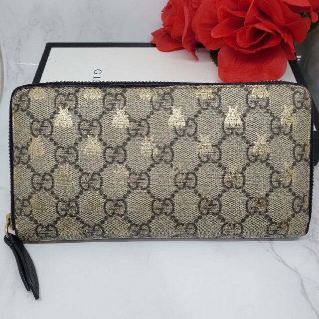 人気絶頂 GUCCI グッチ 長財布 財布 ラウンドファスナー アニマリエ 蜂
