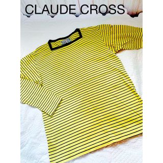 CLAUDE CROSS スクエアネック長袖　Tシャツ　ストライプ(Tシャツ(長袖/七分))