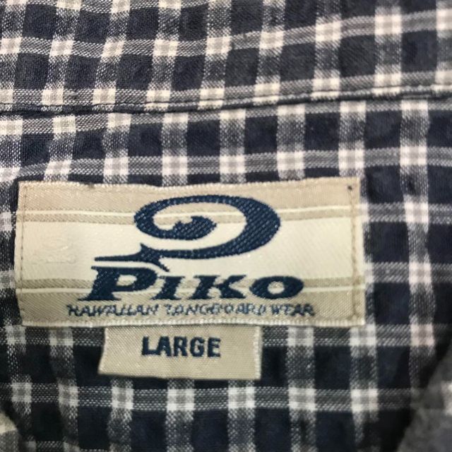 PIKO(ピコ)のPIKO 紺白サッカー生地　コットンシャツ　半袖　サイズL メンズのトップス(シャツ)の商品写真