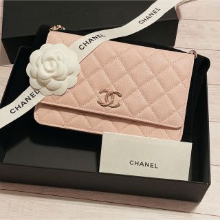 シャネル(CHANEL)の大人気　CHANEL シャネル　チェーンウォレット　キャビアスキン　ピンク(財布)