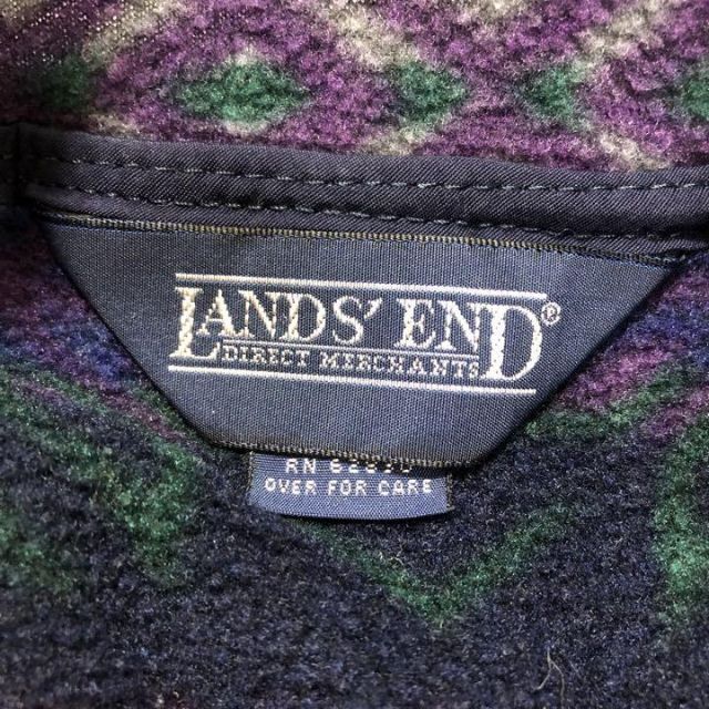 LANDS’END(ランズエンド)のUSA製 ランズエンド 総柄フリース 90s 希少 ハーフボタン 古着 be9 メンズのジャケット/アウター(ブルゾン)の商品写真