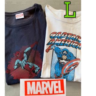 エドウィン(EDWIN)のキャプテンアメリカ　スパイダーマン　マーベル　エドウィン　Tシャツ L 白　紺(Tシャツ/カットソー(半袖/袖なし))