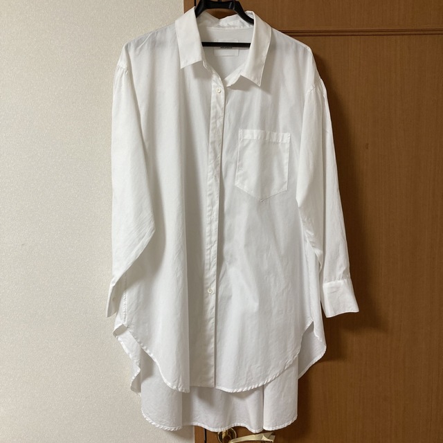 シャツ/ブラウス(長袖/七分)メディウミソリッド　ホワイト　オーバー　シャツ
