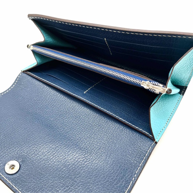 MOREAU PARIS(モローパリ)レザー フラップ長財布 ブラウン&ブラック