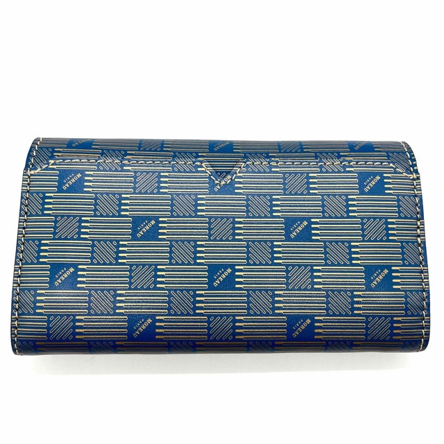 大人気商品 MOREAU PARIS(モローパリ)レザー フラップ長財布 ブルー