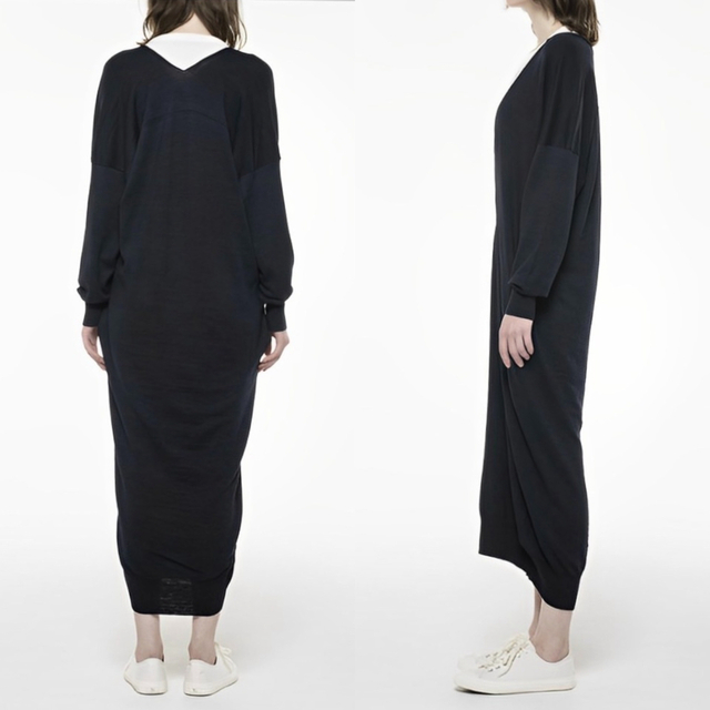 Y's PLAIN STITCH LAYER LONG SLEEVE DRESS