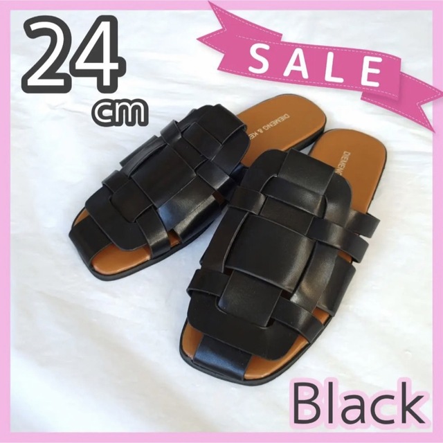グルカサンダル ミュール ブラック 黒 24cm フラット 韓国 ぺたんこ レディースの靴/シューズ(サンダル)の商品写真