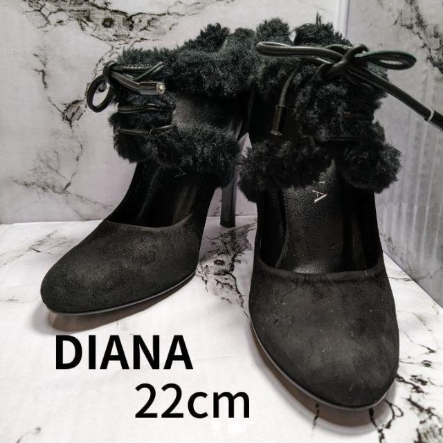 美品　DIANA ダイアナ　ビジュー　スエード　パンプス　22cm  黒
