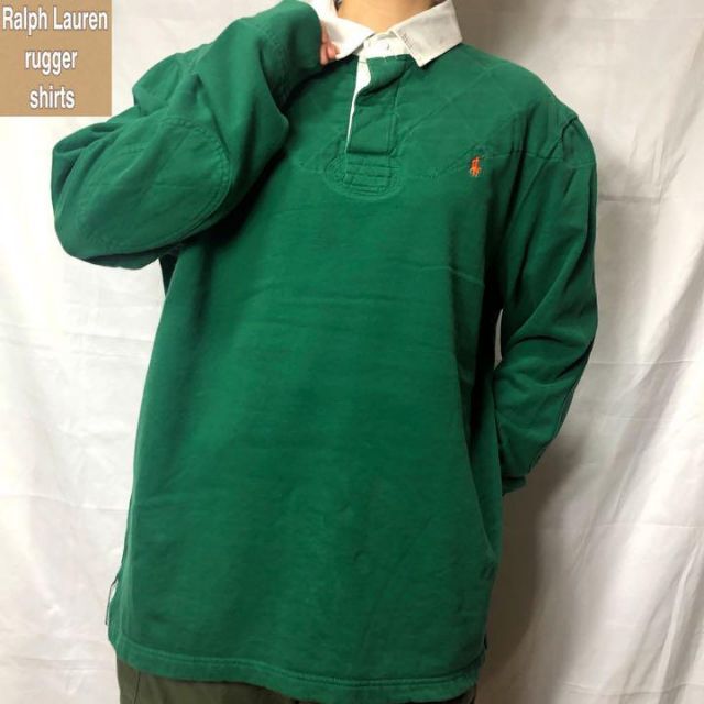 ラルフローレン☆ラガーシャツ 古着 ゆるだぼワンポイント刺繍ロゴ 90s bn4 メンズのトップス(ポロシャツ)の商品写真