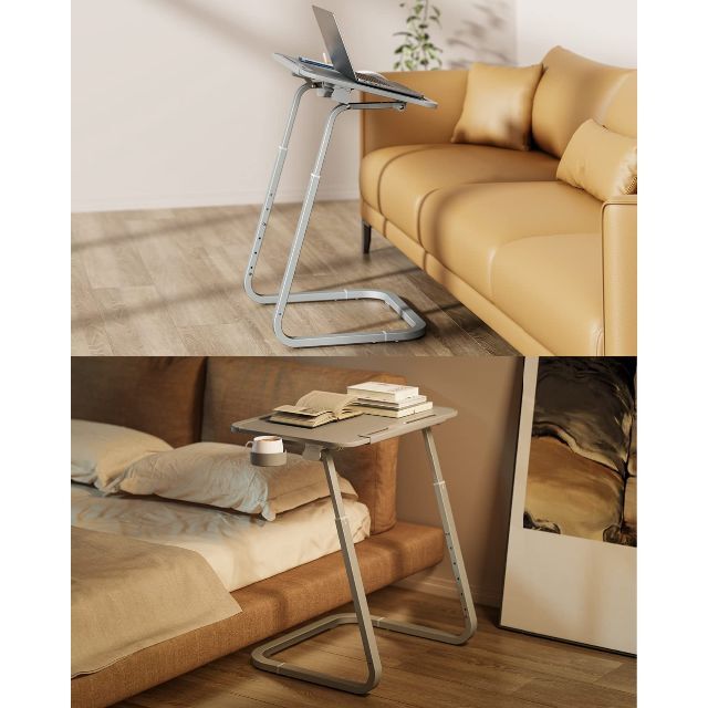 【色: Gray】テーブル SAIJI サイドテーブル 安定性優れ 高さ調整 机 7
