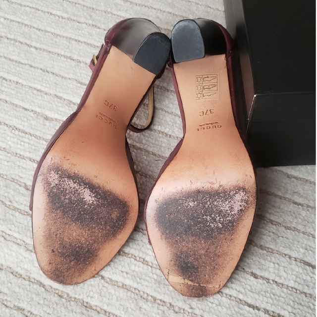 Gucci - グッチ オープントゥ アンクルストラップ パンプス サンダル ...