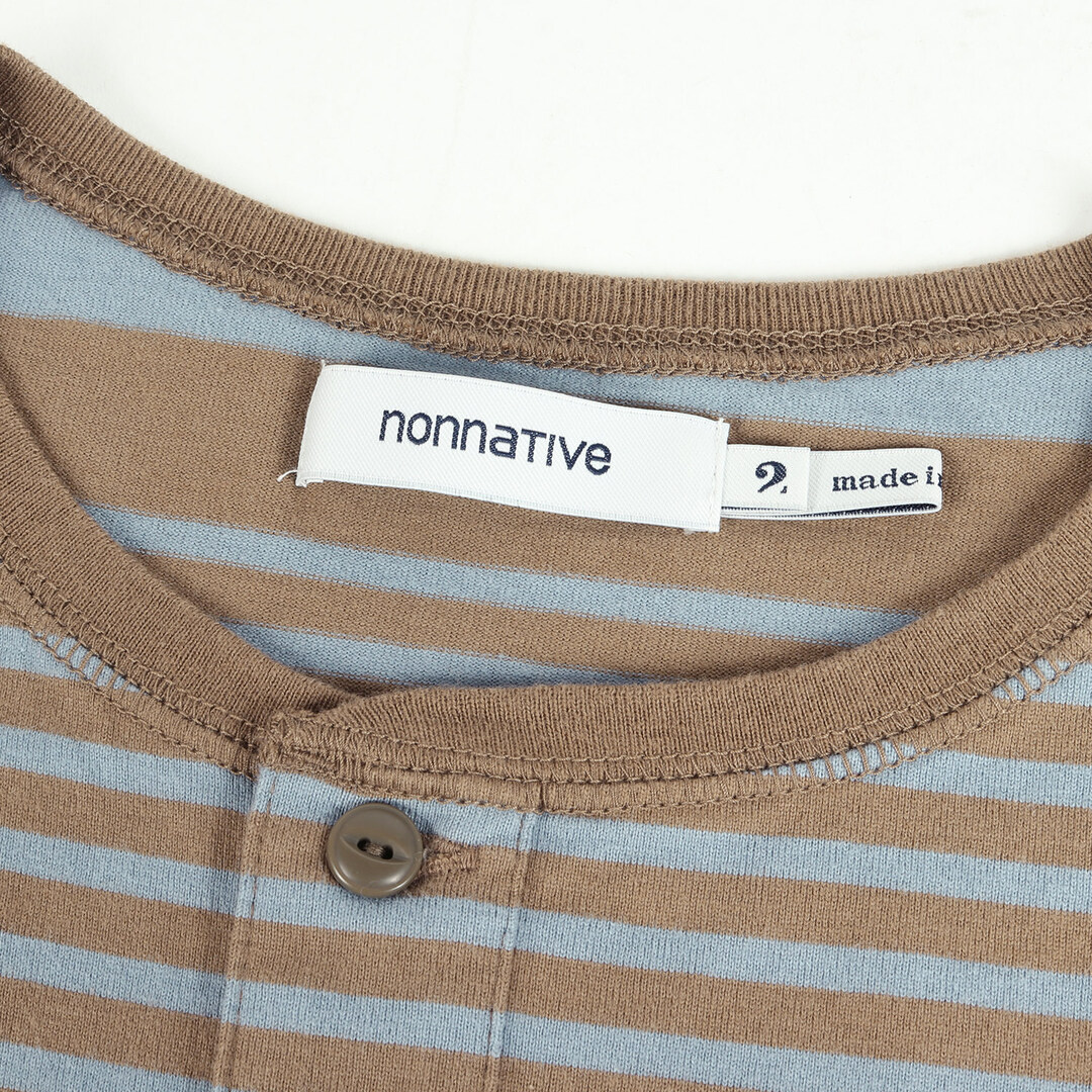 nonnative(ノンネイティブ)のNONNATIVE ノンネイティブ Tシャツ ヘンリーネック ボーダーTシャツ DWELLER HENLEY NECK S/S TEE COTTON JERSEY BORDER / NN-C4025 21AW ベージュ ブルー 2 トップス カットソー 半袖 【メンズ】【中古】【美品】 メンズのトップス(Tシャツ/カットソー(半袖/袖なし))の商品写真