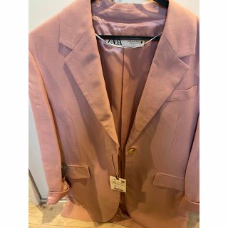 ザラ(ZARA)のZARA ザラ　ジャケット　ピンク　リネン　新品未使用タグ付き(テーラードジャケット)