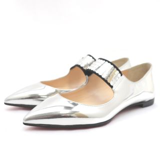 クリスチャンルブタン(Christian Louboutin)の美品 クリスチャンルブタン XIBABE FLAT SPECCHIO/DISCO BALL スパンコールストラップフラットパンプス レディース シルバー 35 Christian Louboutin(ハイヒール/パンプス)