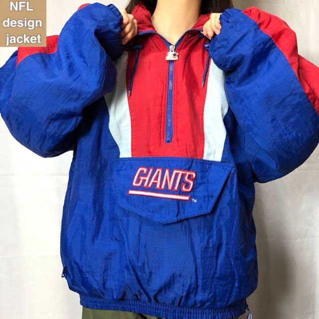 古着屋JPジャケットNFL☆中綿ジャケット  ゆるだぼ 90s デカロゴ 刺繍ロゴ bn6