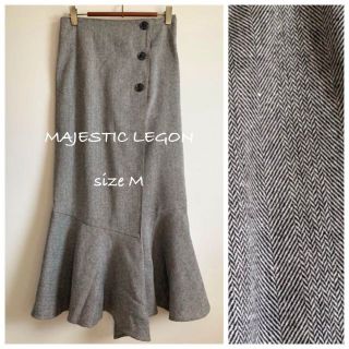 マジェスティックレゴン(MAJESTIC LEGON)のMAJESTIC LEGON クラシカルラップスカート グレーヘリンボーン 春秋(ロングスカート)