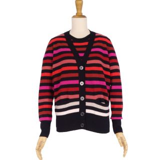 美品 ソニアリキエル SONIA RYKIEL ニット カーディガン ロングスリーブ ウール カシミヤ トップス レディース 40(M相当) レッド/ボルドー