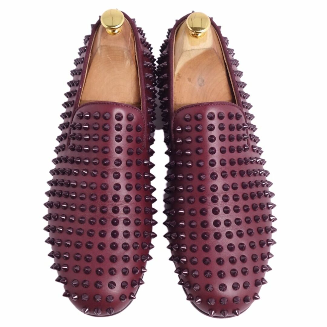 美品 クリスチャンルブタン Christian Louboutin ローファー スリッポン TASSILO FLAT スタッズ スパイク レザー シューズ メンズ 41(26cm相当) ブラック