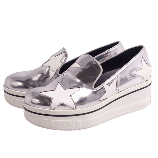 ステラマッカートニー STELLA McCARTNEY スニーカー スリッポン ローカット 厚底 スター柄 シューズ レディース 35(22cm相当) シルバー