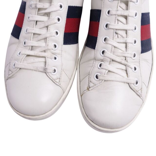 グッチ GUCCI スニーカー ローカットスニーカー レースアップ シェリーライン カーフレザー シューズ メンズ 7.5(26.5cm相当) ホワイト