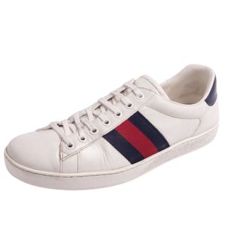 グッチ(Gucci)のグッチ GUCCI スニーカー ローカットスニーカー レースアップ シェリーライン カーフレザー シューズ メンズ 7.5(26.5cm相当) ホワイト(スニーカー)