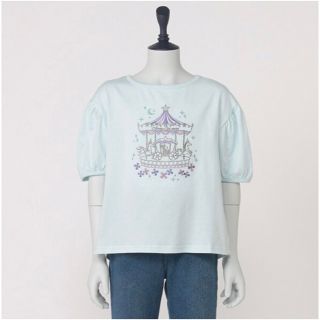 アナスイミニ(ANNA SUI mini)のANNA SUI mini メリーゴーランド刺しゅうバックタックTシャツ 130(Tシャツ/カットソー)