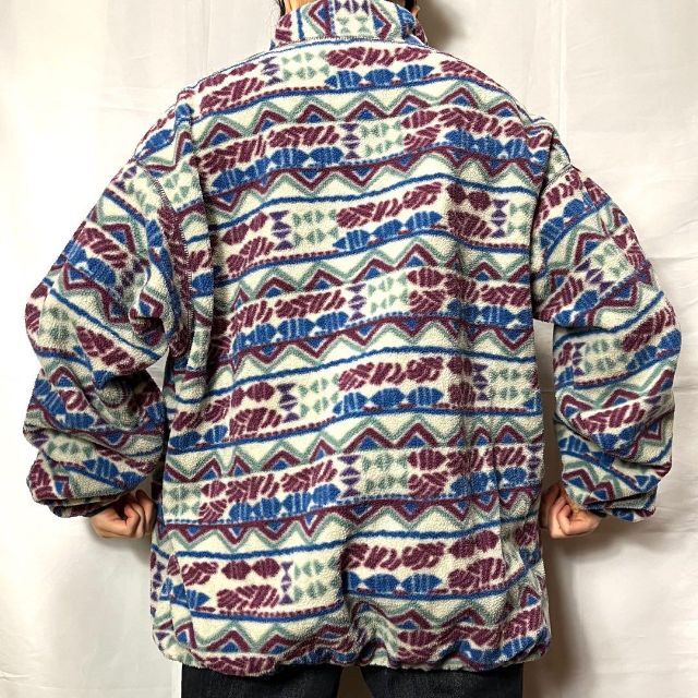 Columbia - USA製 コロンビア☆総柄フリース 古着 ハーフジップ Columbia - USA製 コロンビア☆総柄フリース 古着 ハーフジップ