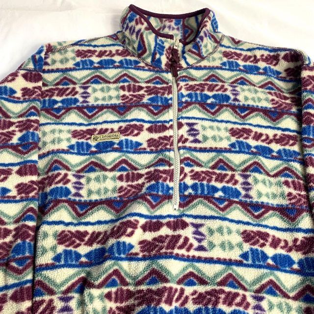 Columbia - USA製 コロンビア☆総柄フリース 古着 ハーフジップ Columbia - USA製 コロンビア☆総柄フリース 古着 ハーフジップ