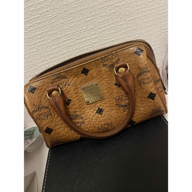 MCM ミニボストンバッグ ハンドバッグ ヴィセトス柄 ブラウン