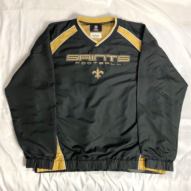 Reebok×NFLベンガルズ刺繍ロゴナイロンプルオーバー ブラック XL 古着-