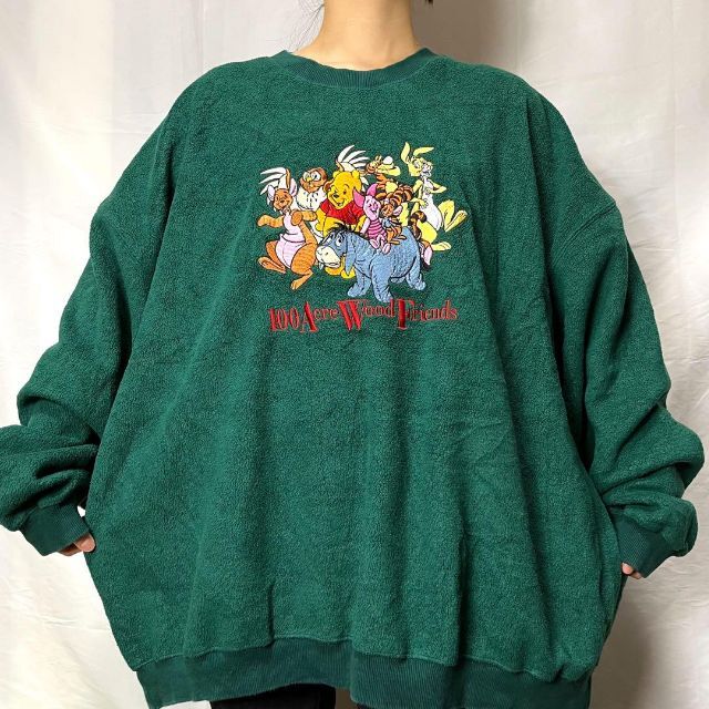 Disney(ディズニー)のディズニー☆フリース 古着 ゆるだぼ 90s デカロゴ 刺繍ロゴ 希少 bu9 メンズのトップス(スウェット)の商品写真