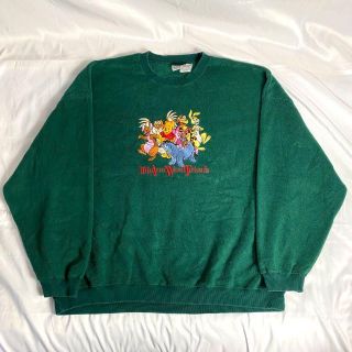 Disney - ディズニー☆フリース 古着 ゆるだぼ 90s デカロゴ 刺繍ロゴ
