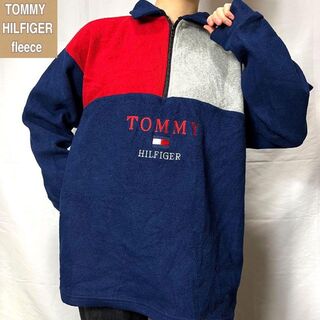 トミーヒルフィガー(TOMMY HILFIGER)のUSA製 トミーヒルフィガー☆フリース 90s 古着 刺繍ロゴ デカロゴ bv3(ブルゾン)