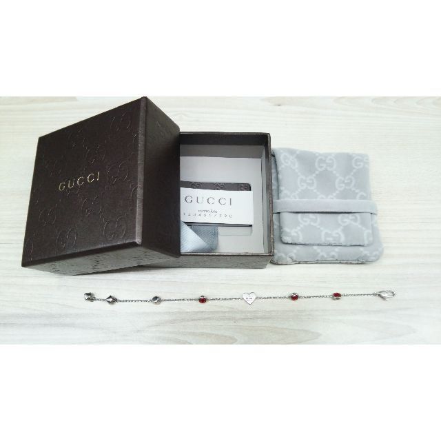 Gucci(グッチ)のGUCCI グッチ ハート ブレスレット ストーン シルバー 925 SV レディースのアクセサリー(ブレスレット/バングル)の商品写真