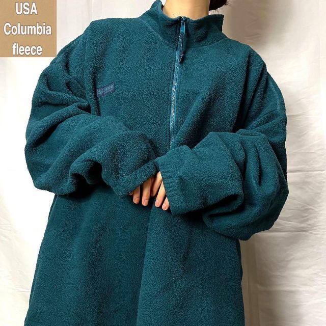 クラシック調 コロンビア☆ハーフジップフリース 古着 ゆるだぼ 90s