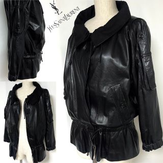 YVES SAINT LAURENT イタリア製 レザージャケット 36 黒