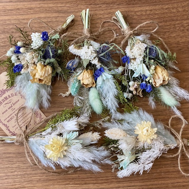 ドライフラワー スワッグ ガーランド❁852青ホワイト 母の日 プレゼント 花束
