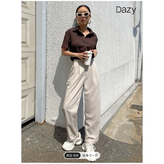 DAZY ボタンスルー　テクスチャシャツ　超美品 レディースのトップス(カットソー(半袖/袖なし))の商品写真