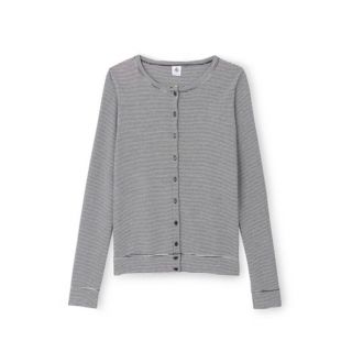 プチバトー(PETIT BATEAU)のプチバトー　ミラレクルーネックカーディガン(カーディガン)