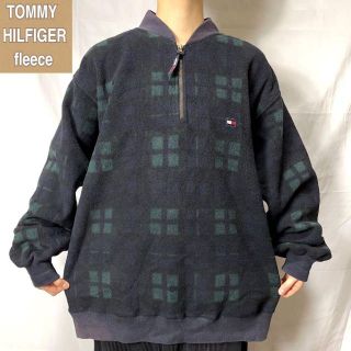 トミーヒルフィガー(TOMMY HILFIGER)のトミーヒルフィガー☆ハーフジップフリース スウェット古着ゆるだぼ 90s bx1(ブルゾン)