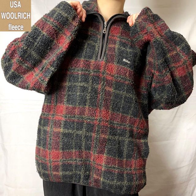 vintage USA製　WOOLRICH アニマル　ハーフジップ　フリース