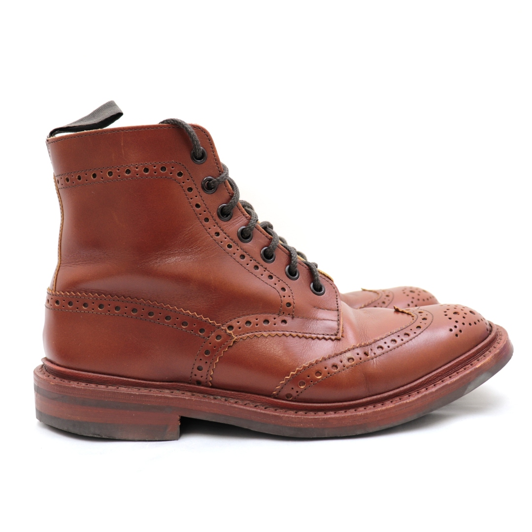 トリッカーズ STOW ストウ カントリー ブーツ メンズ 茶 7.5 ウイングチップ レースアップ レザーブーツ 5634 Tricker's