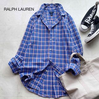 ラルフローレン(Ralph Lauren)のラルフローレン コットン 長袖シャツ ブルー チェック 羽織り ゆったり 大きめ(シャツ/ブラウス(長袖/七分))