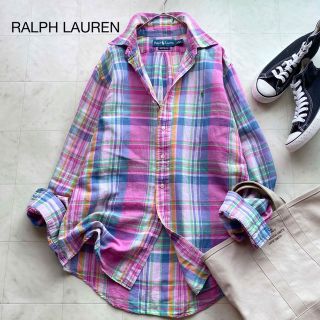 ラルフローレン(Ralph Lauren)のラルフローレン 麻 リネン マドラスチェック 長袖シャツ 羽織り 大きめ M(シャツ/ブラウス(長袖/七分))