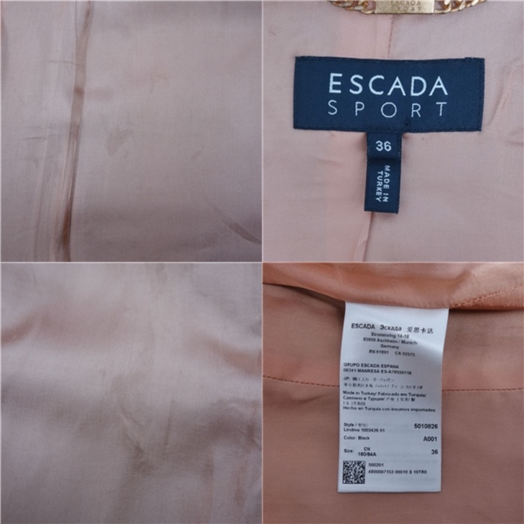 ES ORCHESTRES(エスオーケストラ)の美品 エスカーダ ESCADA SPORT ジャケット レザージャケット ライダースジャケット ダブルブレスト 立ち襟 ラムレザー アウター レディース 36(S相当) ブラック レディースのジャケット/アウター(その他)の商品写真