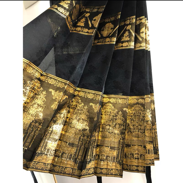 黄金灯籠　織錦馬面裙　黒金色ロングスカート　明製漢服　中国伝統衣装　着物　西陣織 3