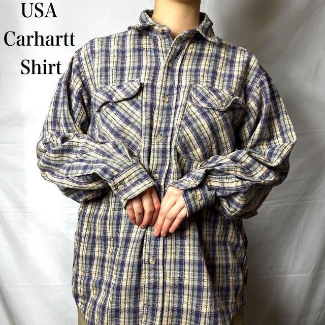 carhartt(カーハート)のUSA製 カーハート☆ネルシャツ 90s 古着ゆるだぼ ワンポイントロゴ cd1 メンズのトップス(シャツ)の商品写真