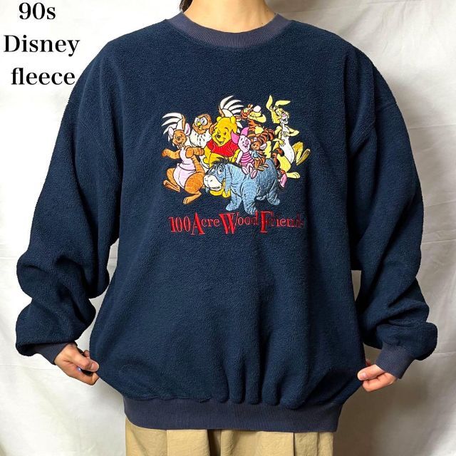 ディズニー☆スウェットフリース  90s デカロゴ 刺繍ロゴ 希少 cd6