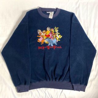 ディズニー☆スウェットフリース 古着 90s デカロゴ 刺繍ロゴ 希少 cd6